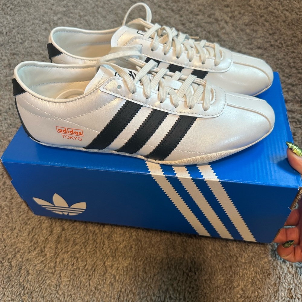adidas Tokyo Men's/Womens White Sneakers with Black Stripes